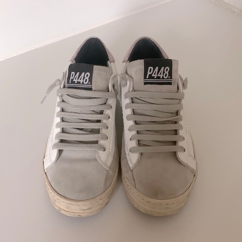 Grey and White P448 Sneakers